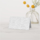 Faux Embossed White Roses Wedding Plaatskaartje (Achterkant)