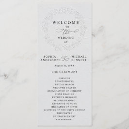 Faux Embossed White Roses Wedding Program Programmakaart
