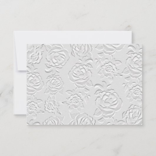 Faux Embossed White Roses Wedding RSVP Card (Achterkant)