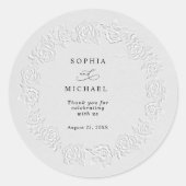 Faux Embossed White Roses Wedding Sticker (Voorkant)