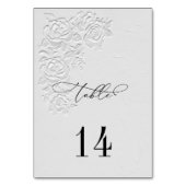Faux Embossed White Roses Wedding Table Numbers Kaart (Voorkant)