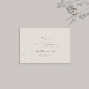 Faux Embossed Wildflower Classic Receptie Trouwen Informatiekaartje