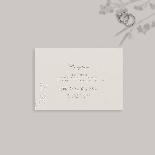 Faux Embossed Wildflower Classic Receptie Trouwen Informatiekaartje
