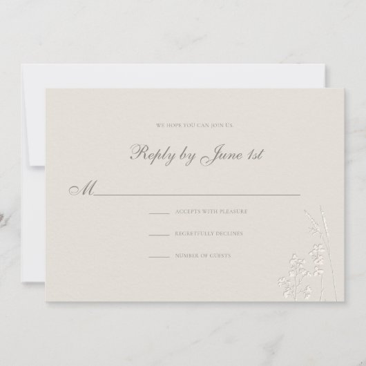 Faux Embossed Wildflowers Classic Wedding Response (Voorkant)