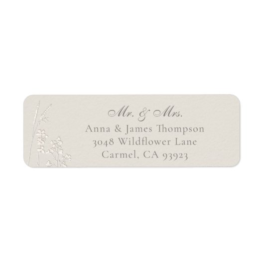 Faux Embossed Wildflowers Classic Wedding Response Etiket (Voorkant)