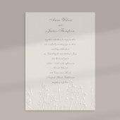 Faux Embossed Wildflowers Ecru Classic Wedding Kaart