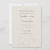 Faux Embossed Wildflowers Ecru Formele bruiloft Kaart (Voorkant)
