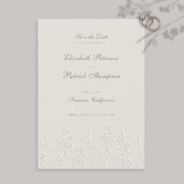 Faux Embossed Wildflowers Ecru Formele bruiloft Save The Date