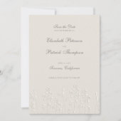 Faux Embossed Wildflowers Ecru Formele bruiloft Save The Date (Voorkant)