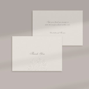 Faux Embossed Wildflowers Ecru Wedding Bedankt