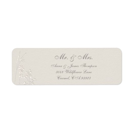 Faux Embossed Wildflowers formele bruiloft reactie Etiket (Voorkant)