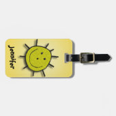 Faux Embrodery Patch Happy Sun Yellow Bagagelabel (Voorkant horizontaal)