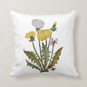 Faux Embroided Dandelions Pillow Kussen