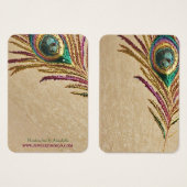 Faux Embroided Peacock Feather Earring Holder Visitekaartjes (Voorkant /achterkant)