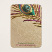 Faux Embroided Peacock Feather Earring Holder Visitekaartjes (Voorkant)