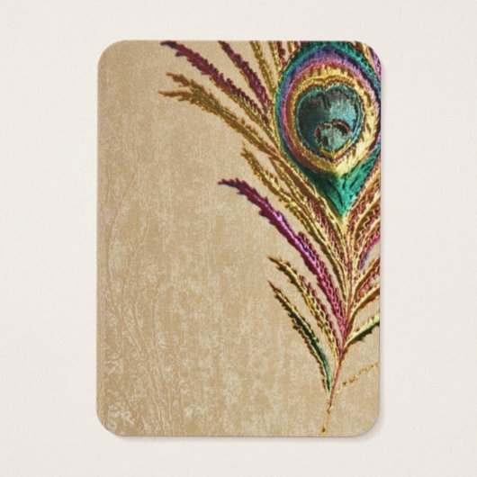 Faux Embroided Peacock Feather Earring Holder Visitekaartjes (Achterkant)