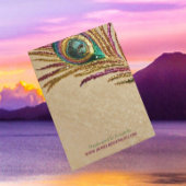 Faux Embroided Peacock Feather Earring Holder Visitekaartjes