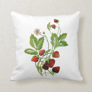 Faux Embroided Strawberry Pillow Kussen