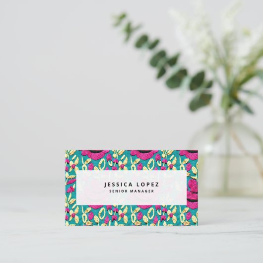 Faux Embroidery Floral Pattern Professional Visitekaartje (Staand voorkant)