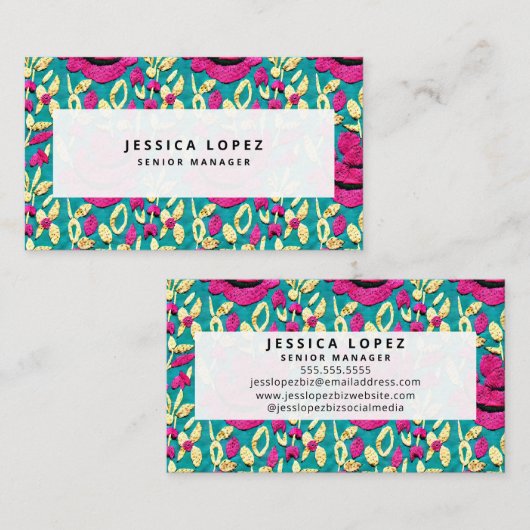 Faux Embroidery Floral Pattern Professional Visitekaartje (Voorkant / Achterkant)