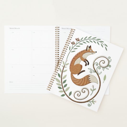 Faux Embroidery Fox – Spiral Bound Journal Planner (Display)