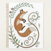 Faux Embroidery Fox – Spiral Bound Journal Planner (Voorkant)
