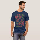 Faux Embroidery Roos Stitching Patch Style T-shirt (Voorkant volledig)