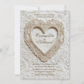 Faux Embroidery Timeless Lace Heart Formal Wedding Kaart (Voorkant)