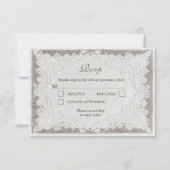Faux Embroidery Timeless Lace QR Code Wedding RSVP Kaartje (Voorkant)