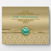 Faux Emerald Gemstone Metallic Shiny Gold Damask Fotoplaat (Voorkant)