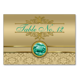 Faux Emerald Green Gemstone Metallic Gold Damask Kaart