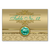 Faux Emerald Green Gemstone Metallic Gold Damask Kaart (Voorkant)