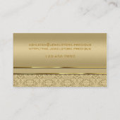 Faux Emerald Green Gemstone Metallic Gold Damask Visitekaartje (Achterkant)
