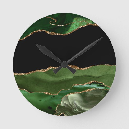 Faux Emerald Green Marged Agate Ronde Klok (Voorkant)