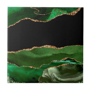 Faux Emerald Green Marged Agate Tegeltje