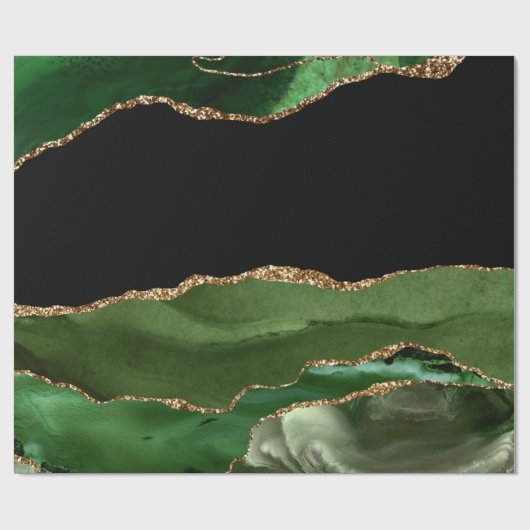 Faux Emerald Green Marked Agate Contemmodern Cadeaupapier (Vlak)