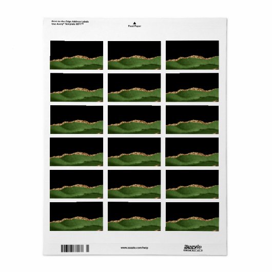 Faux Emerald Green Marked Agate Contemmodern Etiket (Full Sheet)
