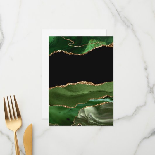 Faux Emerald Green Marked Agate Contemmodern Menu (Voorkant / Achterkant in situ)