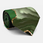 Faux Emerald Green Marked Agate Contemmodern Stropdas (Opgerold)