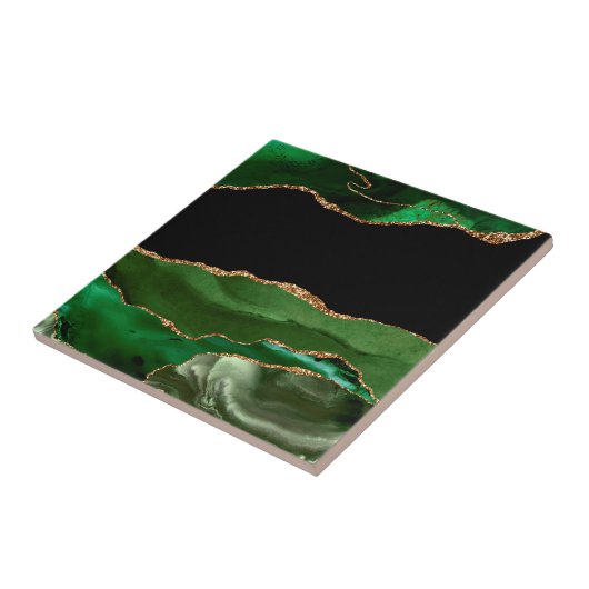Faux Emerald Green Marked Agate Contemmodern Tegeltje (Zijkant)