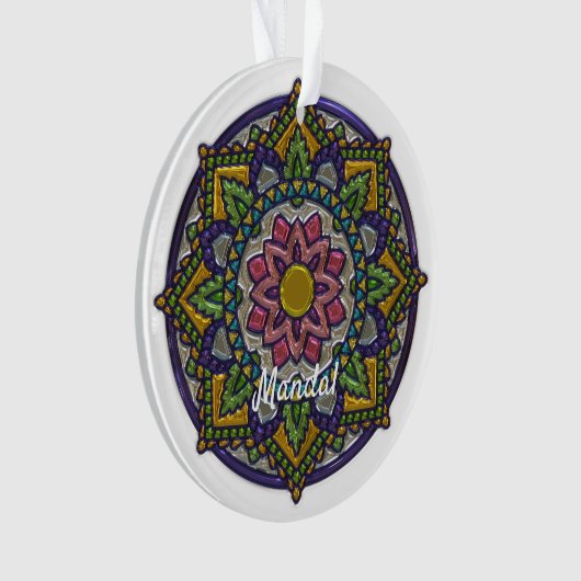 Faux Enamel Mandala Monogrammed Ornament (voorkant)