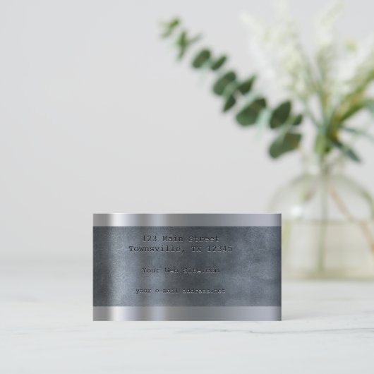 Faux Etched Metallic Bord Blue Visitekaartje (Staand voorkant)