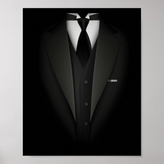 Faux Fake Tuxedo Suite top met Vest en stropdas Poster (Voorkant)