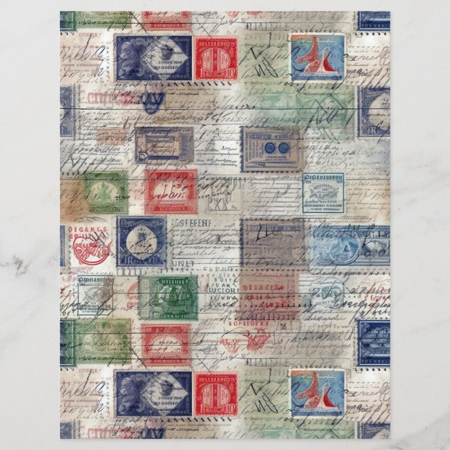 Faux Fantasy Postzegel Collage 5 (Achterkant)