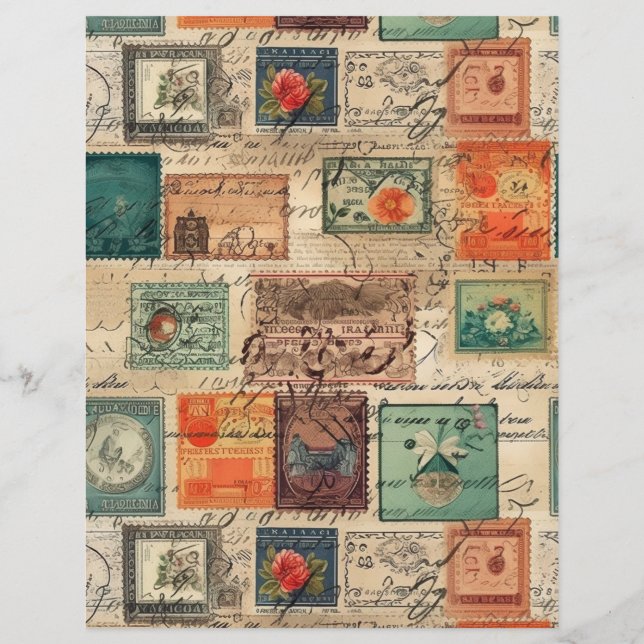 Faux Fantasy Postzegel Collage 6 (Achterkant)