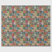 Faux Fantasy Postzegel Collage 7 Cadeaupapier (Vlak)