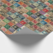 Faux Fantasy Postzegel Collage 7 Cadeaupapier (Hoek)