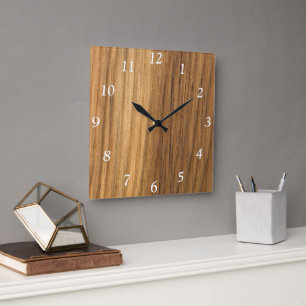 Faux Fined Barn Wood Clock Vierkante Klok