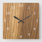 Faux Fined Barn Wood Clock Vierkante Klok (Voorkant)