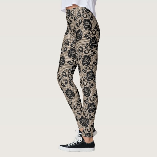 Faux Fishnet Black Lace Leggings (Links)